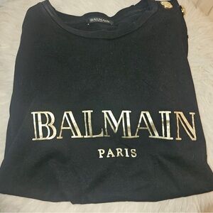 BALMAIN Paris Tee shirt black with gold buttons size 38